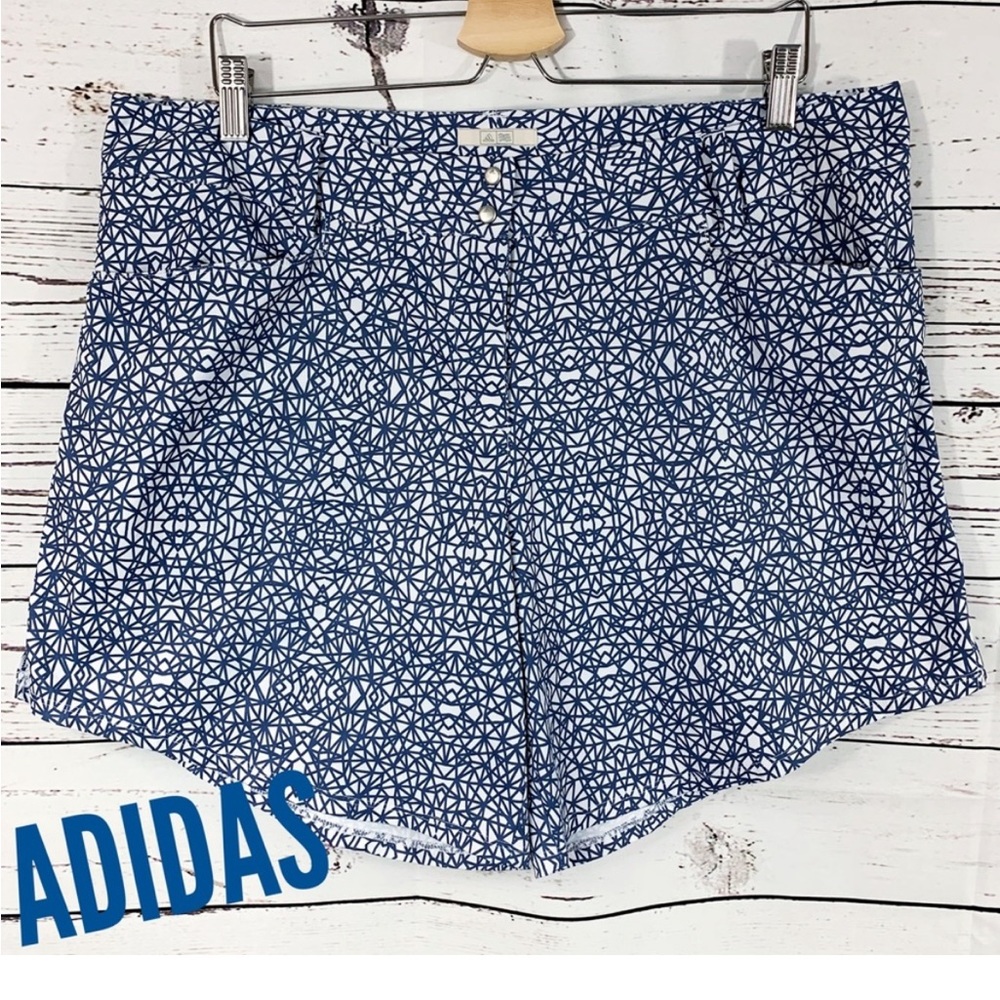 Adidas White/Blue Geometric pattern shorts